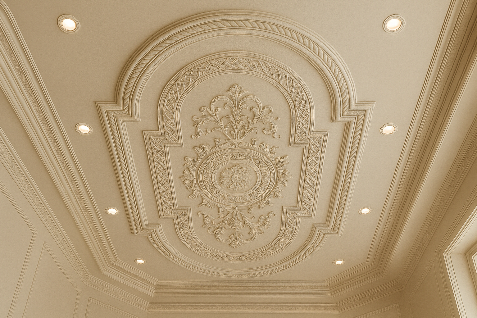 سقف جبس بورد مزخرف مع ثريا في الكويت
